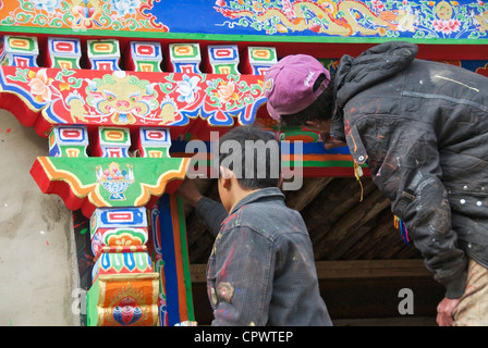 Tibetan House painting Banque D'Images