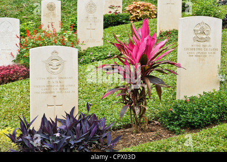 Les pierres tombales au cimetière de guerre de Kandy, Kandy, Sri Lanka Banque D'Images