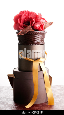 Confiseries au chocolat dans une boîte Banque D'Images