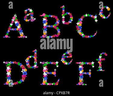 Alphabet floral pour l'utilisation de technologies web et print design. Vector illustration. Banque D'Images