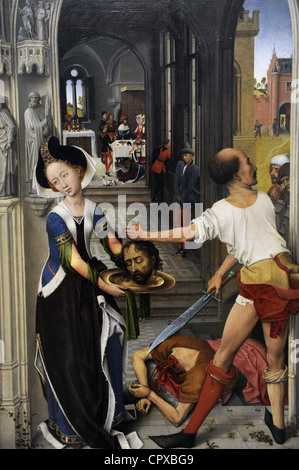 L'art gothique en Flandre. Rogier van der Weyden. Retable de saint Jean Baptiste, 1455-1460. Décapitation de Saint Jean Baptiste. Banque D'Images