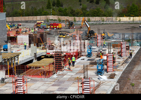 Le projet de construction de régénération travaille sur place de l'ancienne aciérie, Ebbw Vale, Wales, UK Banque D'Images