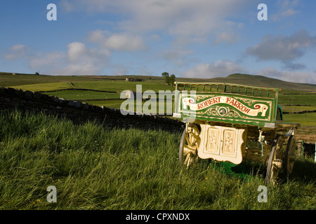 Robert Farrow chariots et équipements appartenant aux voyageurs participant à la foire aux chevaux annuelle Appleby, Cumbria Uk Banque D'Images