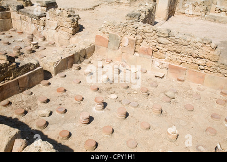 Les ruines des bains romains au Parc archéologique de Paphos, Chypre. Banque D'Images