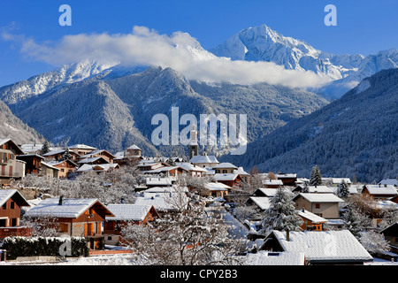 France, Savoie, Tarentaise, vallée de Bozel, Massif de la Vanoise, vue sur la Becca Motta 3043m et le Grand Bec 3403m Banque D'Images