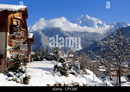 France, Savoie, Tarentaise, vallée de Bozel, Massif de la Vanoise, vue sur la Becca Motta 3043m et le Grand Bec 3403m Banque D'Images