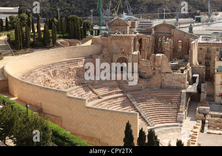 Amphithéâtre romain ruine en Cartagena, Espagne Banque D'Images