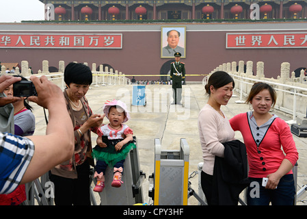 Famille de la place Tiananmen, Beijing Chine mayday Banque D'Images