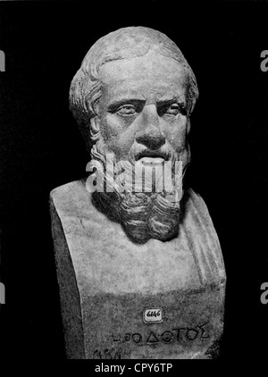 Herodotus, 484 BC - 425 BC, scientifique grec (historien), portrait, copie romaine de buste de la 2ème moitié du 4ème siècle BC, Musée National de Naples, Banque D'Images