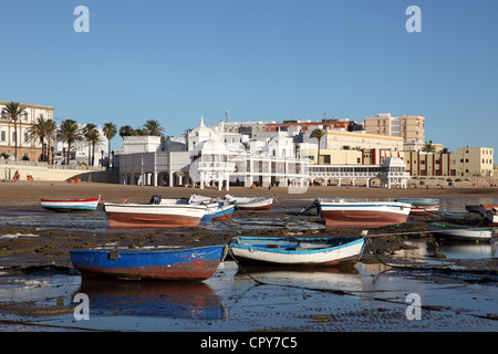 Plage La Caleta à Cadix, Andalousie Espagne Banque D'Images