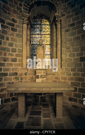 Europe France Normandie Mont Saint Michel l'intérieur de l'église abbatiale Banque D'Images