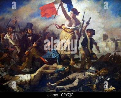 La liberté guide le peuple, 28 juillet 1830, par Eugène Delacroix, 1831, Musée du Louvre, Paris, France, Europe Banque D'Images