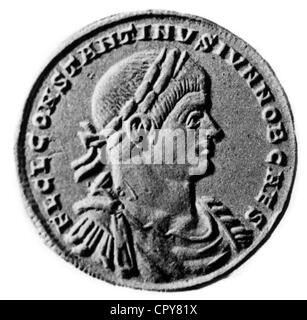 Constantin II (Flavius Claudius Constantinus), 317 - 340, empereur romain 337 - 340, portrait, coins, vers 335, Constantinien dyn Banque D'Images