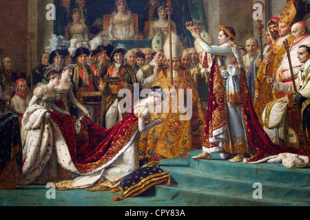 Détail de l'empereur Napoléon au couronnement de l'Impératrice Joséphine à la Cathédrale Notre Dame, 2 décembre 1804 par Louis David Banque D'Images