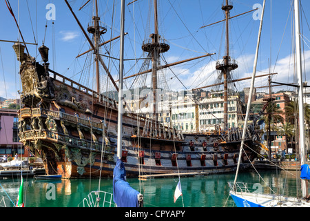 Bateau de pirate, Roman Polanski, Porto Antico, Gênes, ligurie, italie Banque D'Images