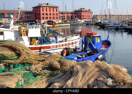 Port de pêche à Gênes, ligurie, italie Banque D'Images