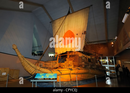 Norvège Oslo Bigdoy Musée Kon-Tiki Ra II navire de Thor Heyerdahl réplique de l'ancien bateau de papyrus égyptien avec lequel Banque D'Images