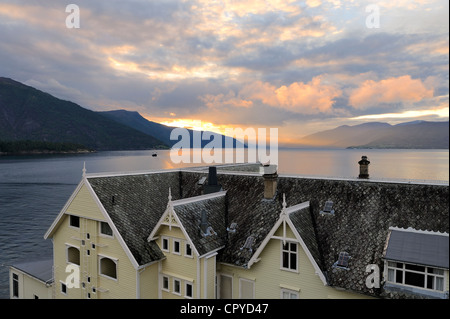 La Norvège, dans le comté de Sogn og Fjordane, Balestrand, le Sognefjorden, hôtel Kvikne Banque D'Images