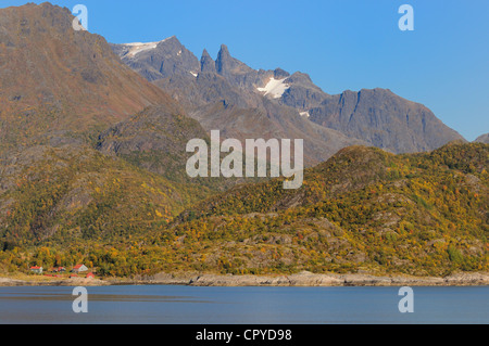 Le comté de Troms, Norvège, Côte Sud de l'Île à Kaljord Hinnoya Banque D'Images