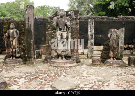 Ruines de Dalada Maluva Quadrangle, Polonnaruwa, Sri Lanka Banque D'Images