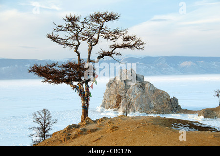 Chamanka montagne, Shaman, île Olkhon, le lac Baïkal, en Sibérie, la Russie, l'Eurasie Banque D'Images