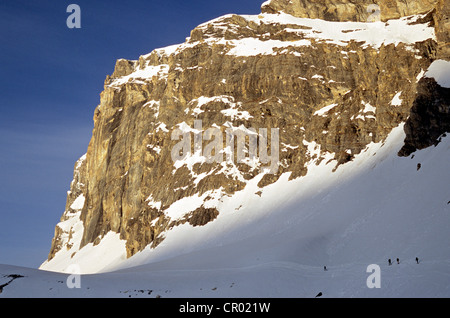 L'Italie, vallée d'Aoste, le ski de randonnée allant jusqu'Tsanteleina (3604m), en vertu de Granta Parei Banque D'Images