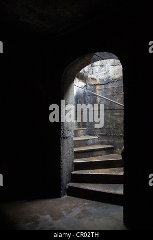 L'escalier menant à une cave obscure ou au sous-sol Banque D'Images