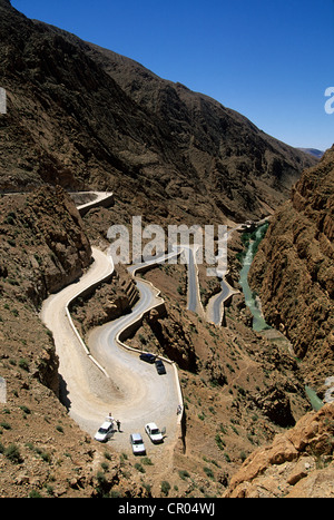 Le Maroc, Haut Atlas, route dans la vallée du Dadès Banque D'Images