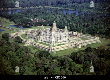 La province de Siem Reap Angkor Cambodge site répertorié au Patrimoine Mondial de l'UNESCO Angkor Wat Temple construit par le roi Suryavarman II Banque D'Images