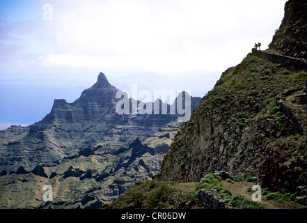 Le Cap Vert, l'île de Santo Antao, Cha de morte, route de campagne de Bordera Banque D'Images