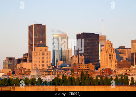 Skyline vue de Parc Jean Drapeau, Montréal, Québec, Canada Banque D'Images