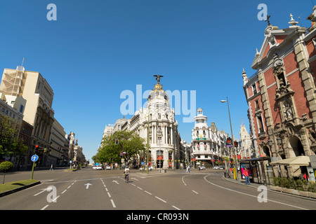 Calle Gran Via de la Calle de Alcalá, Madrid, Espagne, Europe Banque D'Images