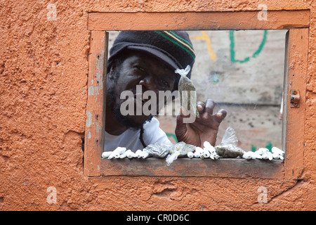 Bob Marley Museum, spliffs en vente, Kingston, Jamaïque. Banque D'Images