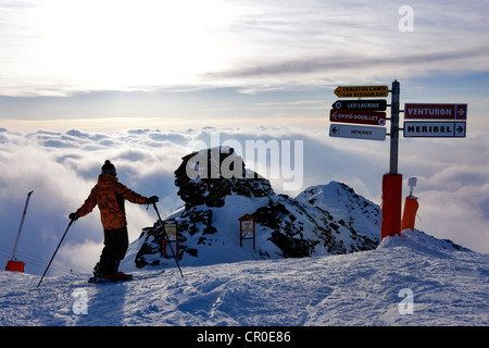 France, Savoie, Les Menuires, Méribel, Val Thorens, carrefour des Trois Vallees, paysage du Mont de la Chambre 2850m Banque D'Images