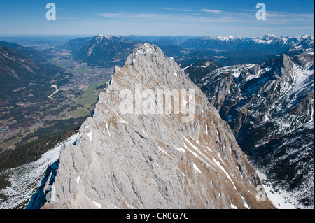 Vue aérienne, Mt. Waxenstein, Garmisch-Partenkirchen, Bavaria, Germany, Europe Banque D'Images