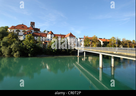 Abbaye de Saint Mang Fussen Fussen ou l'abbaye sur la rivière Lech, Füssen, Fussen, Ostallgaeu région, souabe, Bavière, PublicGround Banque D'Images