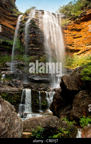 Murs en cascade de Wentworth, Blue Mountains, près de Sydney, Australie Banque D'Images