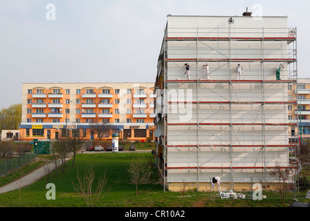Sur l'échafaudage d'un bâtiment en Pologne, Europe Banque D'Images