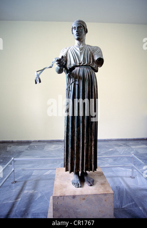 La Grèce, Phocide, Delphes, Musée archéologique, l'Aurige de Delphes (Heniokhos) Banque D'Images