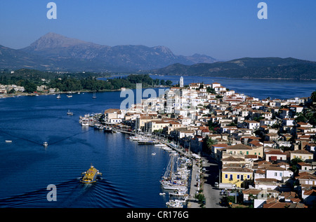 Grèce, Iles saroniques, île de Poros Poros, port de pêche, Banque D'Images