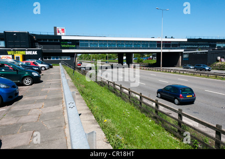 Leicester Forest East services sur l'autoroute M1, à la direction du nord. Banque D'Images