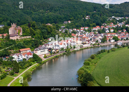 Neckarsteinach, Mittelburg, château, Parc Nature Vierburgeneck Neckartal, Neckar, Odenwald, Hesse, PublicGround Banque D'Images