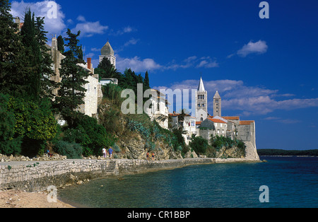 La Croatie, Kvarner, Ile de Rab et ville Banque D'Images