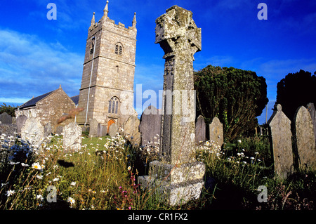 Royaume-uni, Cornwall, Saint, cimetière Celtique Endellion Banque D'Images