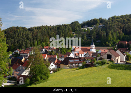 Obertrubach, Trubachtal vallée, petite Suisse, Haute-Franconie, Franconia, Bavaria, Germany, Europe, PublicGround Banque D'Images