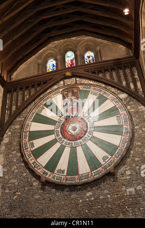 La table ronde à Winchester Château Grand Hall. Banque D'Images