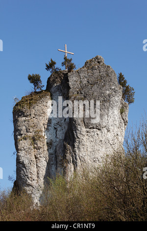 Dans Baernfels Rock, municipalité de Obertrubach, la Suisse franconienne, Haute-Franconie, Franconia, Bavaria, Germany, Europe Banque D'Images