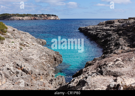 Plage Caló d'en Perdiu, Parc Naturel de Mondragó nature park, Santanyi, Majorque, Iles Baléares, Espagne, Europe Banque D'Images