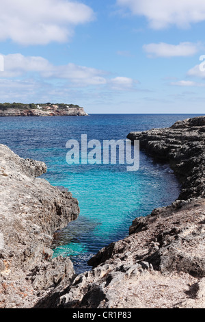 Plage Caló d'en Perdiu, Parc Naturel de Mondragó nature park, Santanyi, Majorque, Iles Baléares, Espagne, Europe Banque D'Images