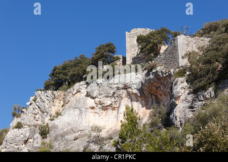 Castillo de Alaró ruine du château, Puig de Alaró mountain, Malaga, Majorque, Iles Baléares, Espagne, Europe Banque D'Images